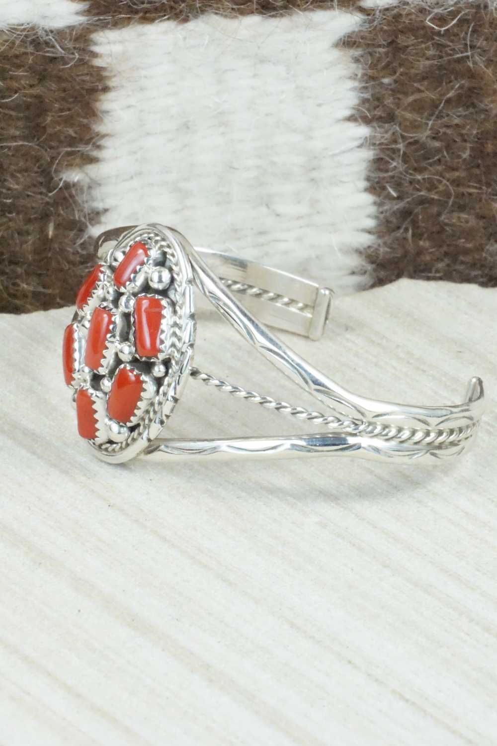 Coral and Sterling Silver Bracelet - Melvin Chee