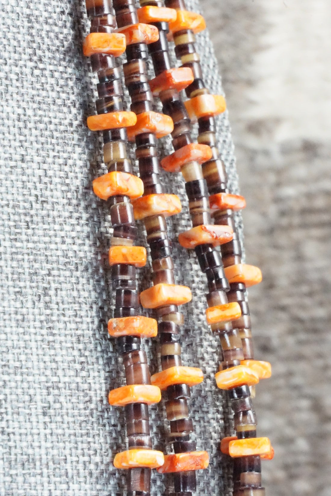 Spiny Oyster & Heishi Sterling Silver Necklace - Irene Lovato