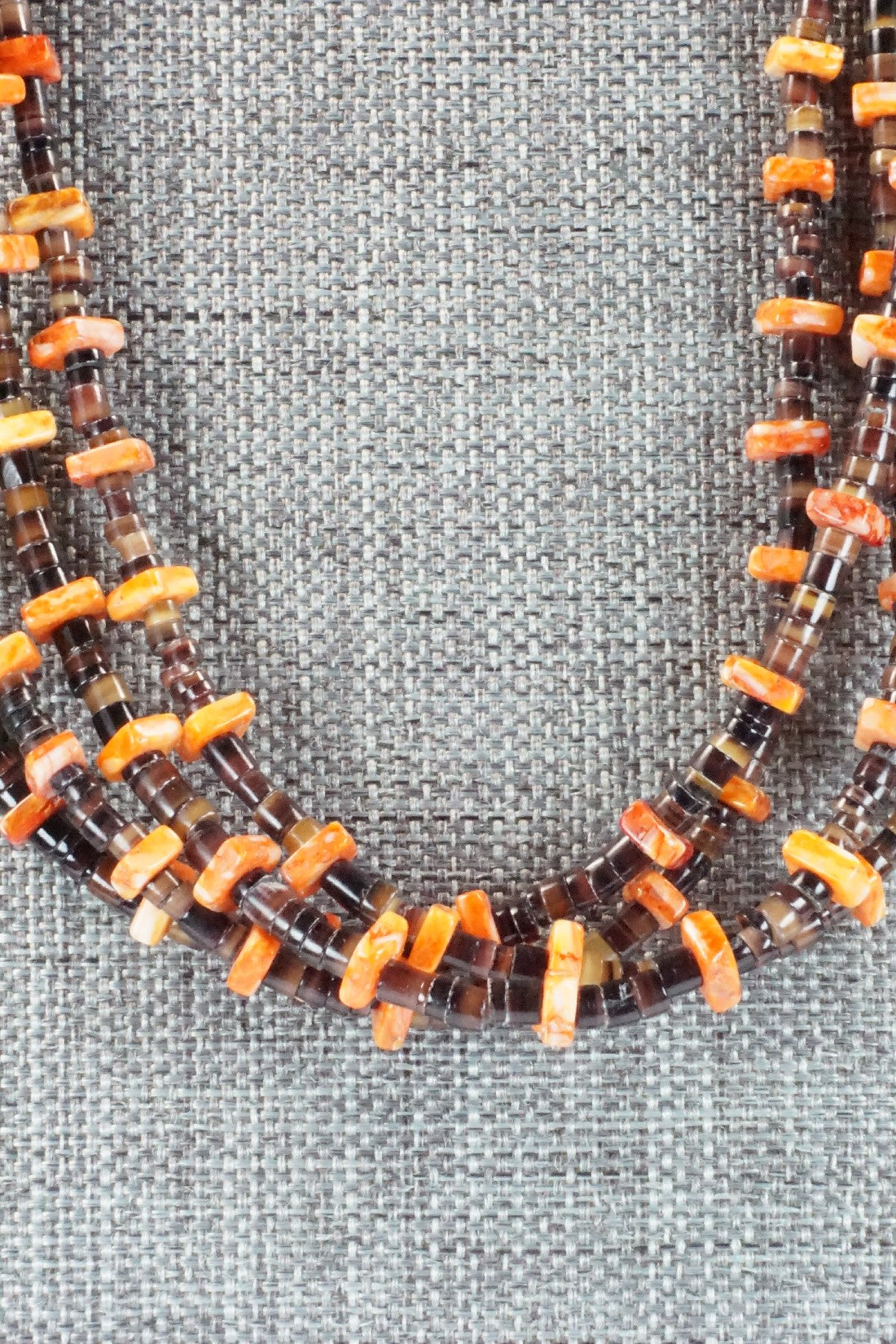 Spiny Oyster & Heishi Sterling Silver Necklace - Irene Lovato