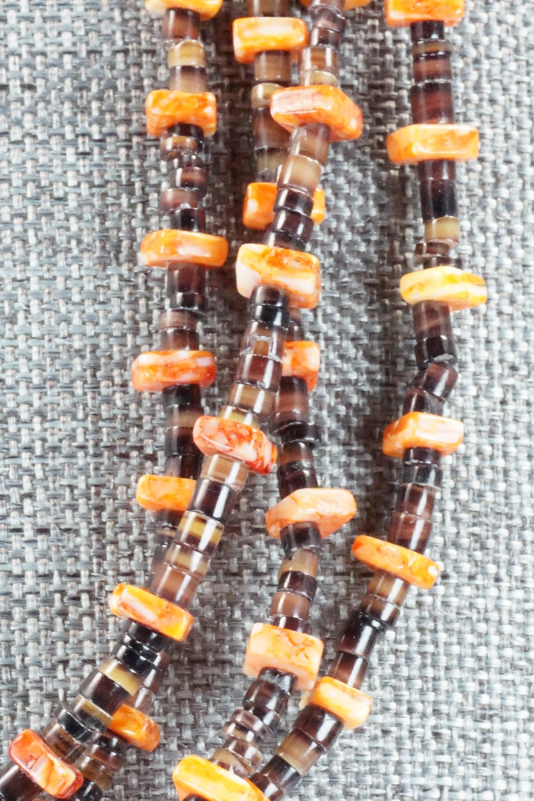 Spiny Oyster & Heishi Sterling Silver Necklace - Irene Lovato