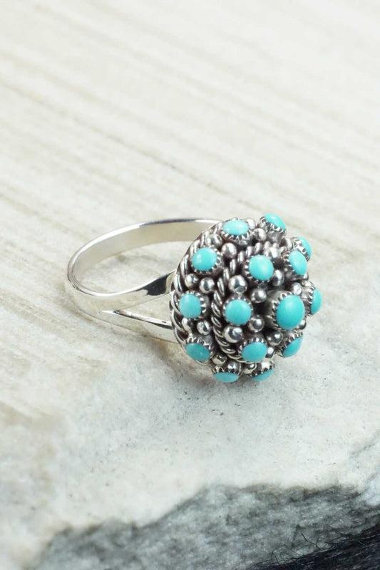 Turquoise & Sterling Silver Ring - Dickie Charlie - Size 7.75