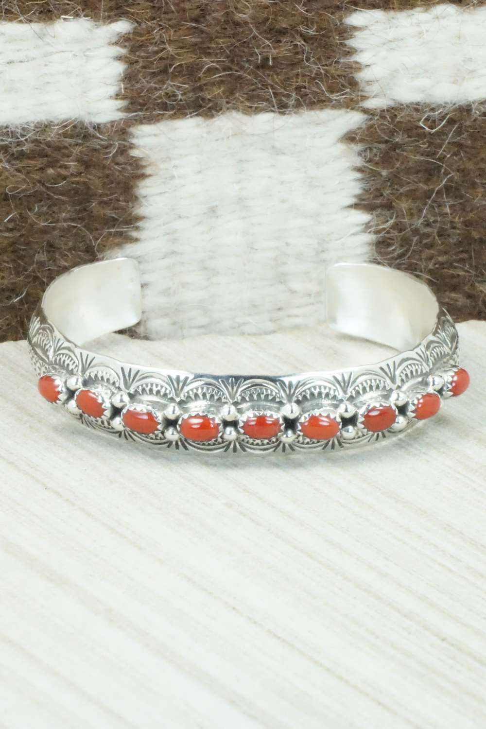 Coral & Sterling Silver Bracelet - Glenn Sandoval
