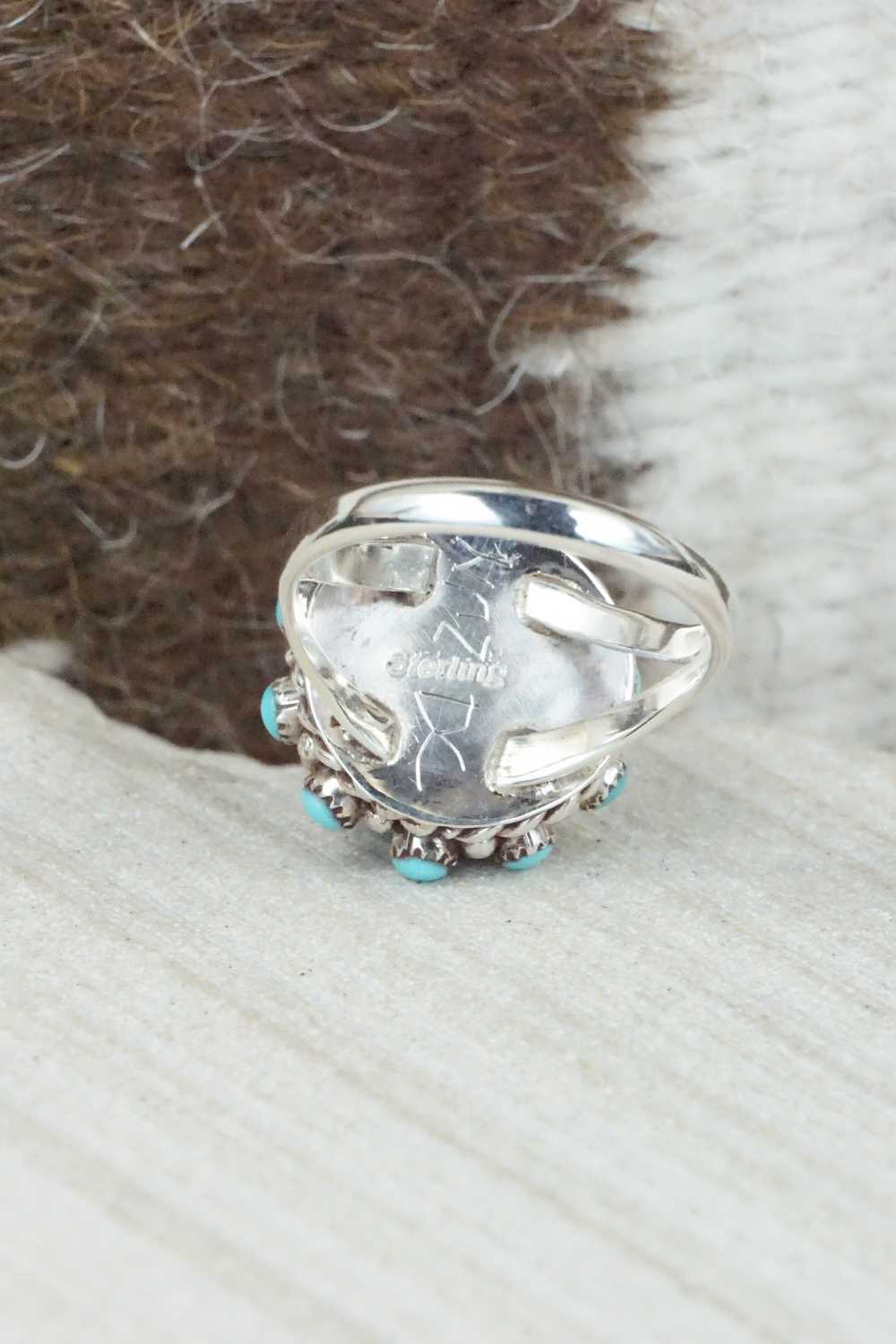 Turquoise & Sterling Silver Ring - Dickie Charlie - Size 7.75