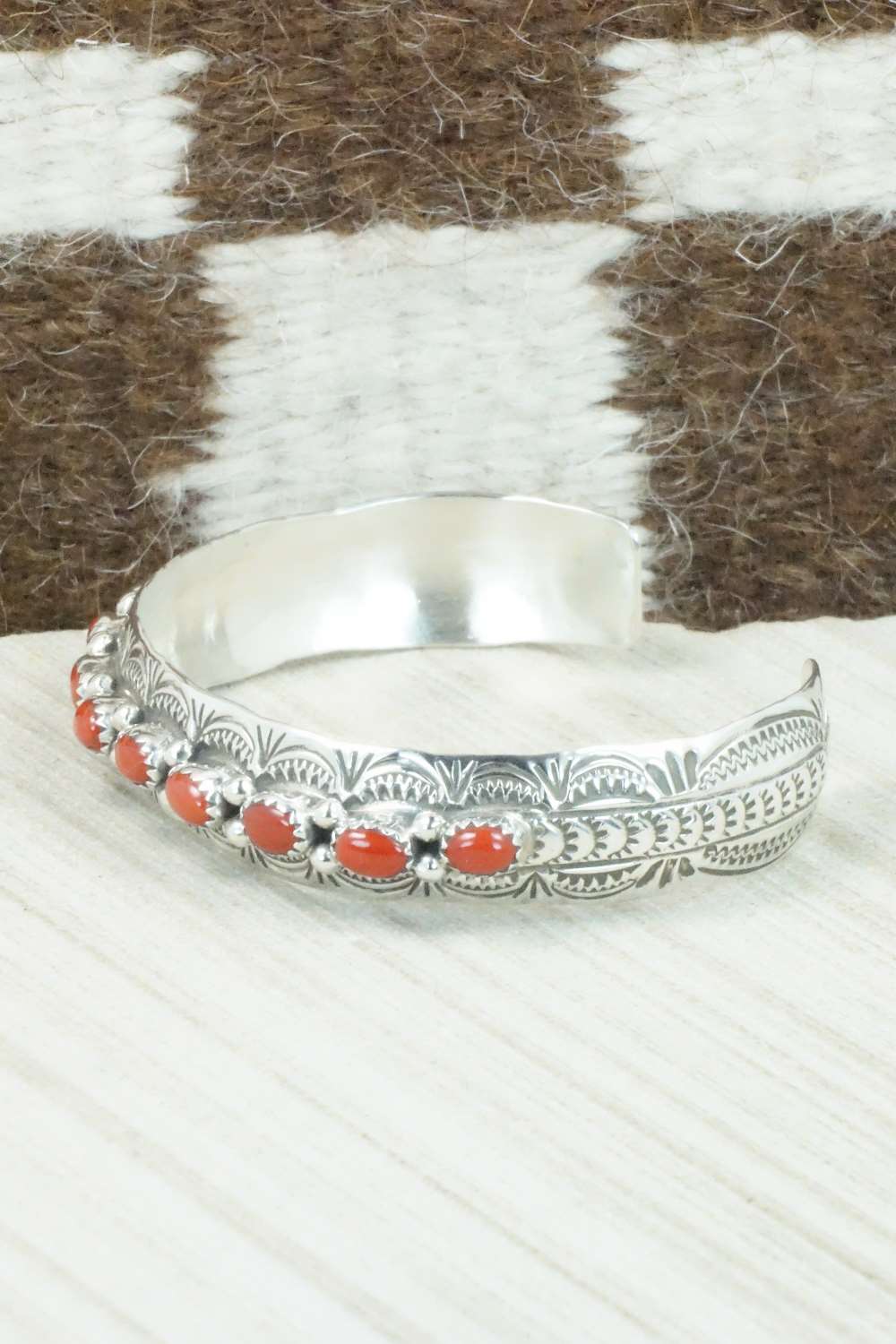 Coral & Sterling Silver Bracelet - Glenn Sandoval