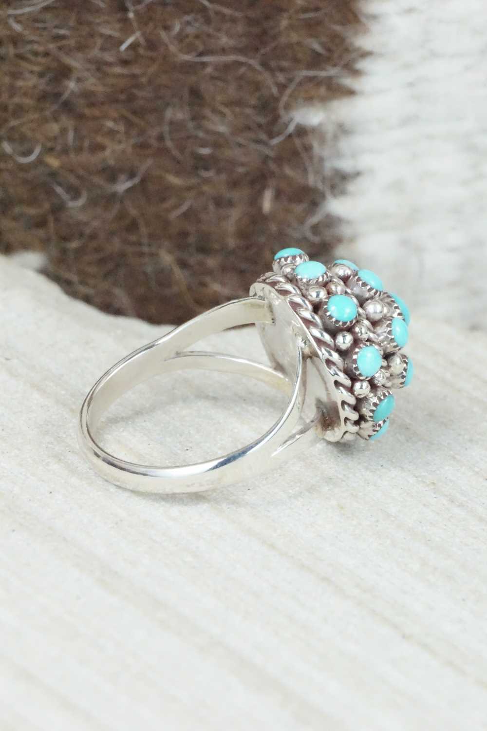 Turquoise & Sterling Silver Ring - Dickie Charlie - Size 7.75