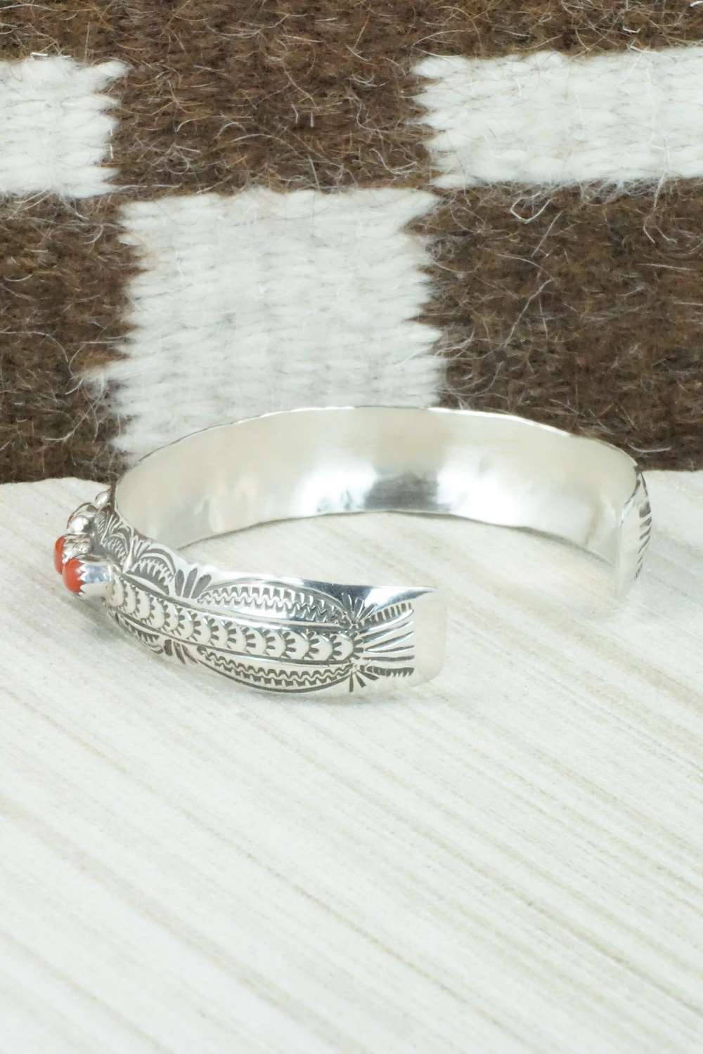 Coral & Sterling Silver Bracelet - Glenn Sandoval