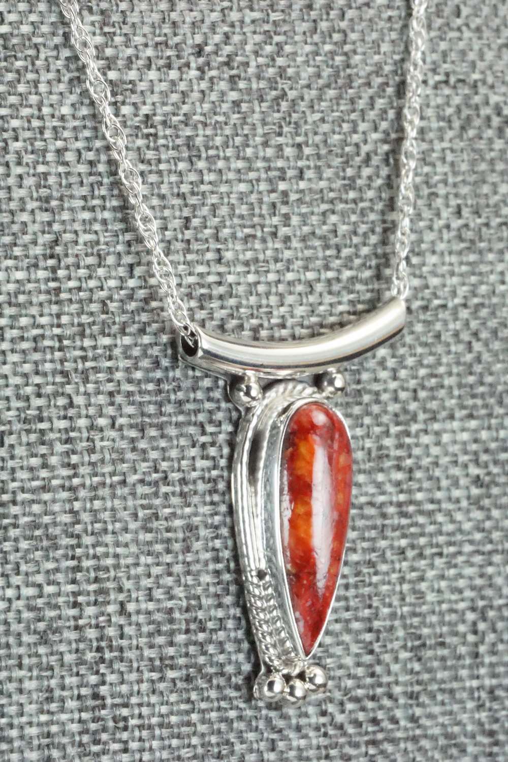 Spiny Oyster & Sterling Silver Necklace - Sharon McCarthy
