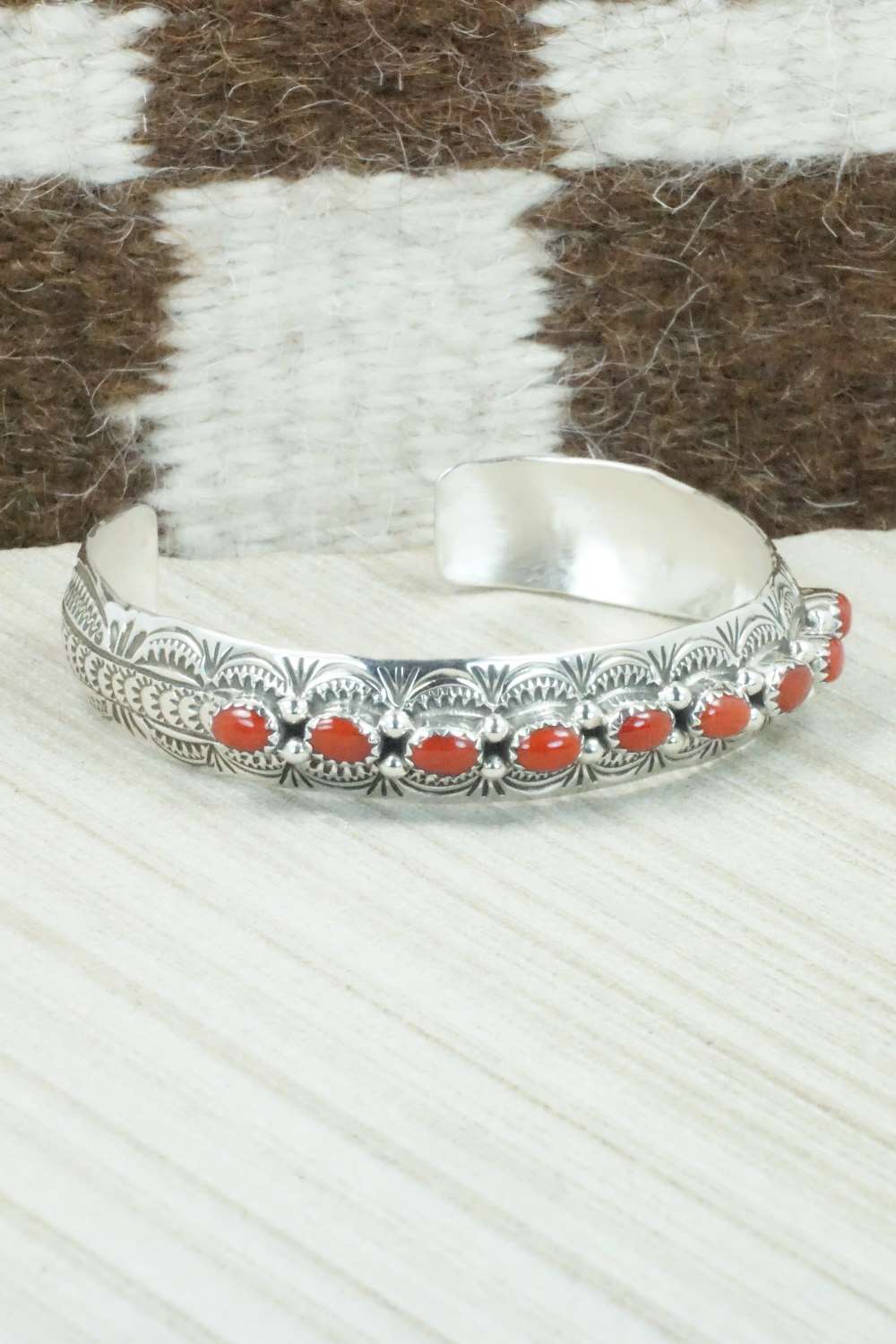 Coral & Sterling Silver Bracelet - Glenn Sandoval