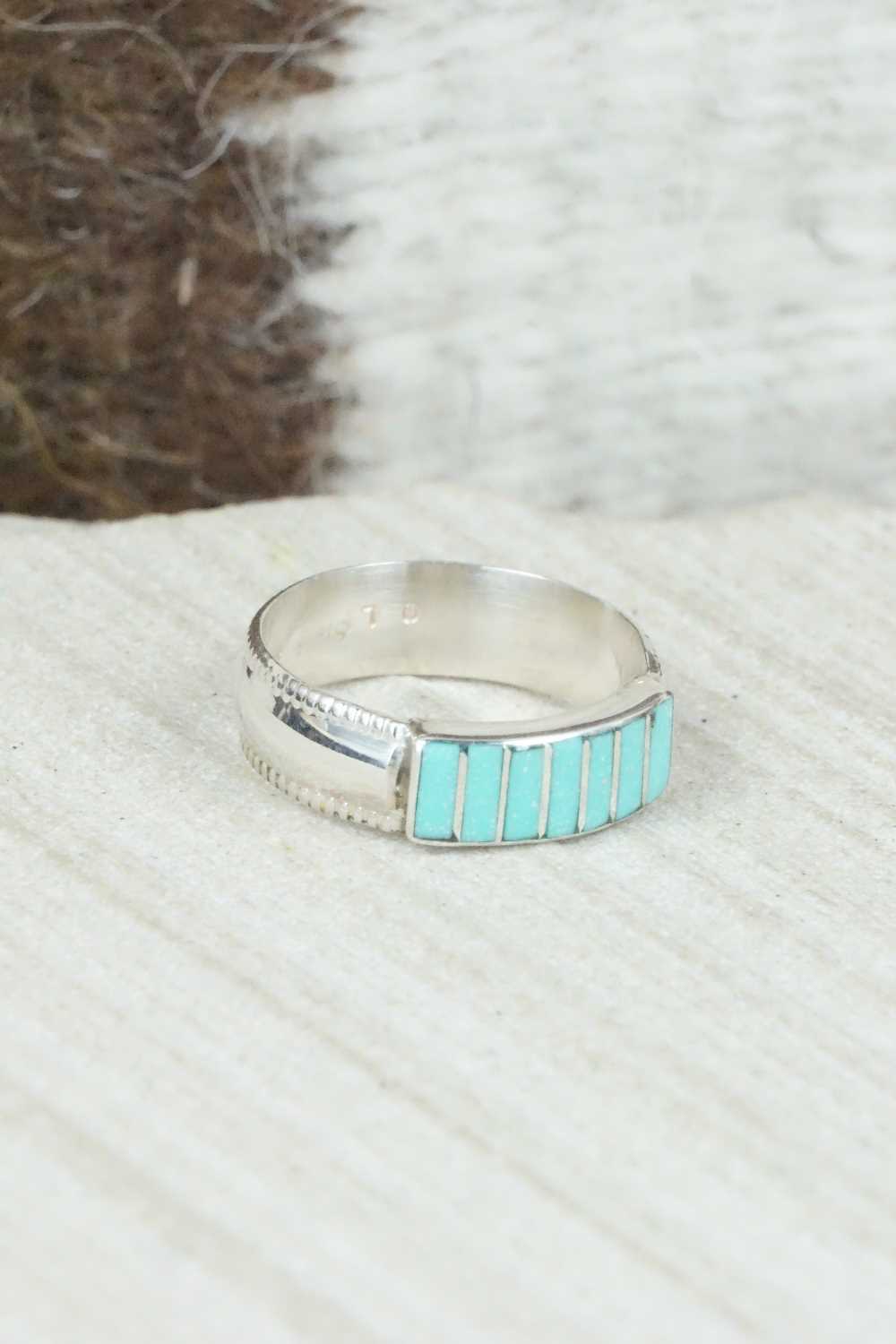 Turquoise & Sterling Silver Ring - Orlando Laweka - Size 8