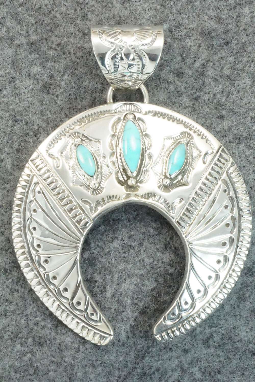 Turquoise & Sterling Silver Pendant - Jeremy Delgarito
