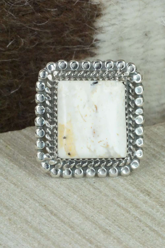 White Buffalo & Sterling Silver Ring - Alvin Joe - Size 7.5