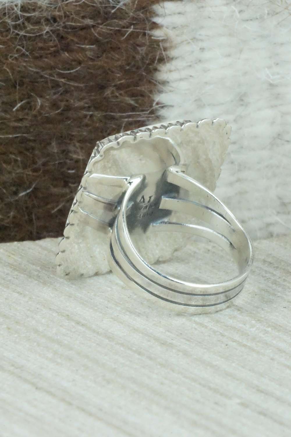 White Buffalo & Sterling Silver Ring - Alvin Joe - Size 7.5