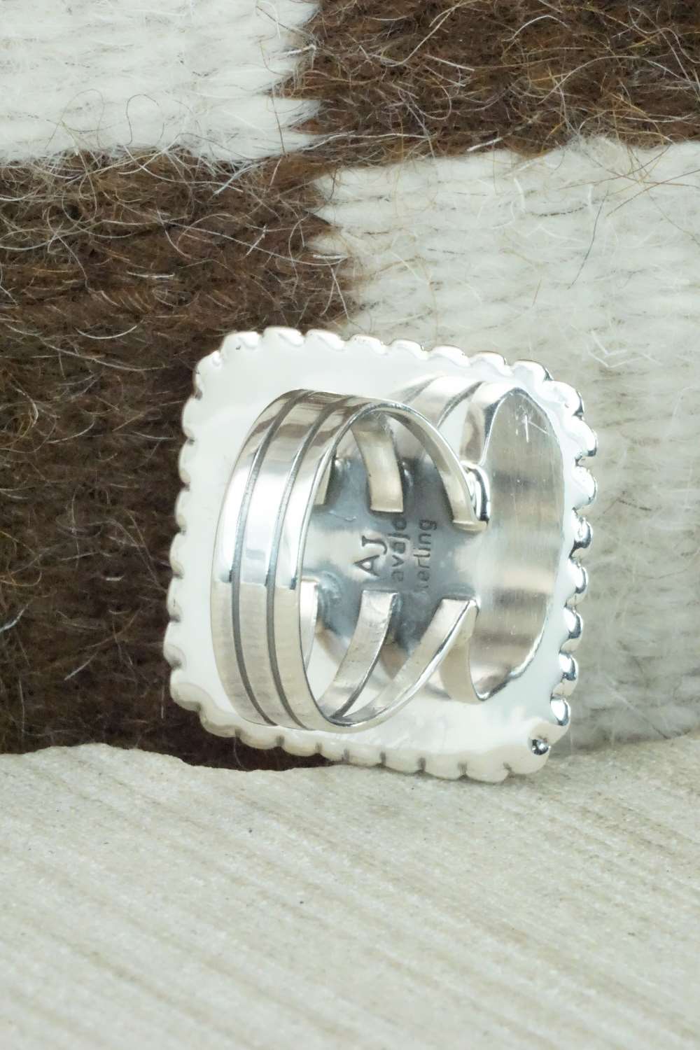 White Buffalo & Sterling Silver Ring - Alvin Joe - Size 7.5