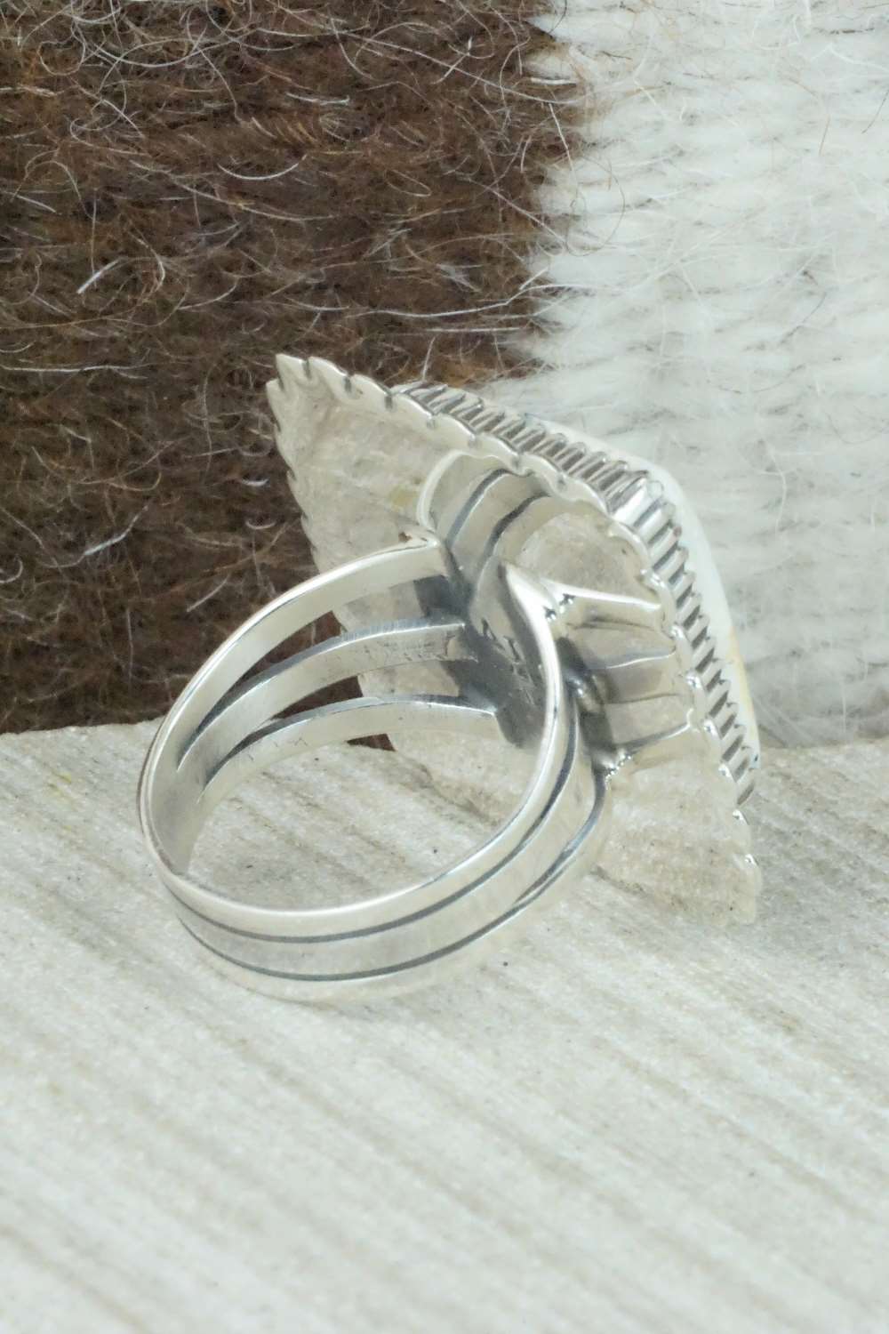 White Buffalo & Sterling Silver Ring - Alvin Joe - Size 7.5