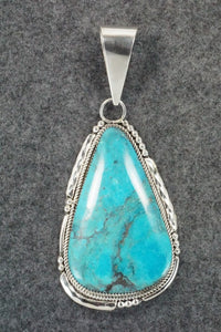 Turquoise and Sterling Silver Pendant - Kenny Calavaza