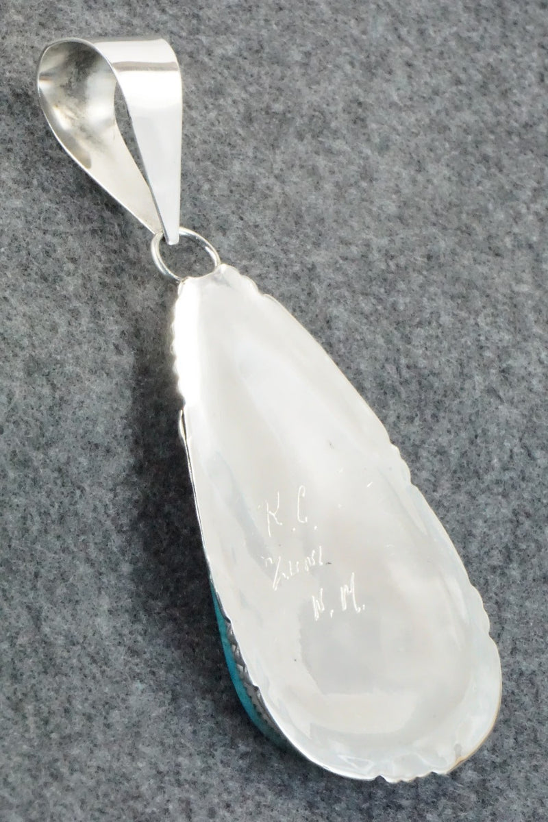 Turquoise and Sterling Silver Pendant - Kenny Calavaza