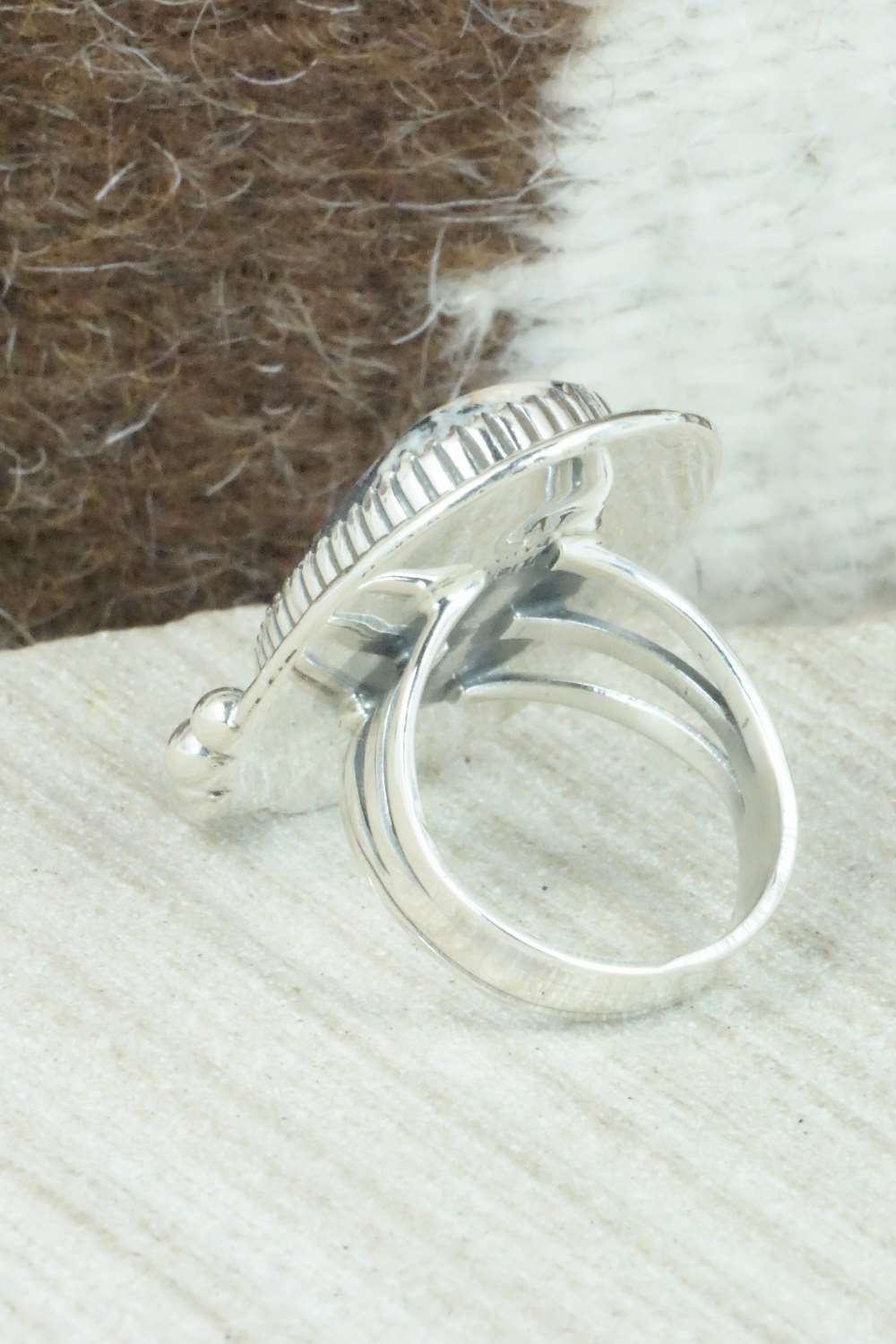 White Buffalo & Sterling Silver Ring - Alvin Joe - Size 6.5