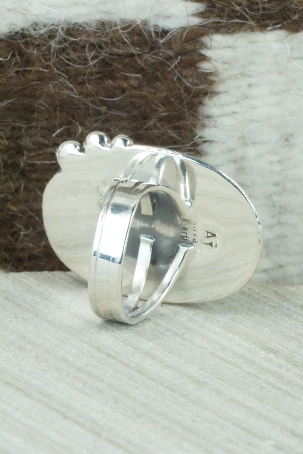 White Buffalo & Sterling Silver Ring - Alvin Joe - Size 6.5