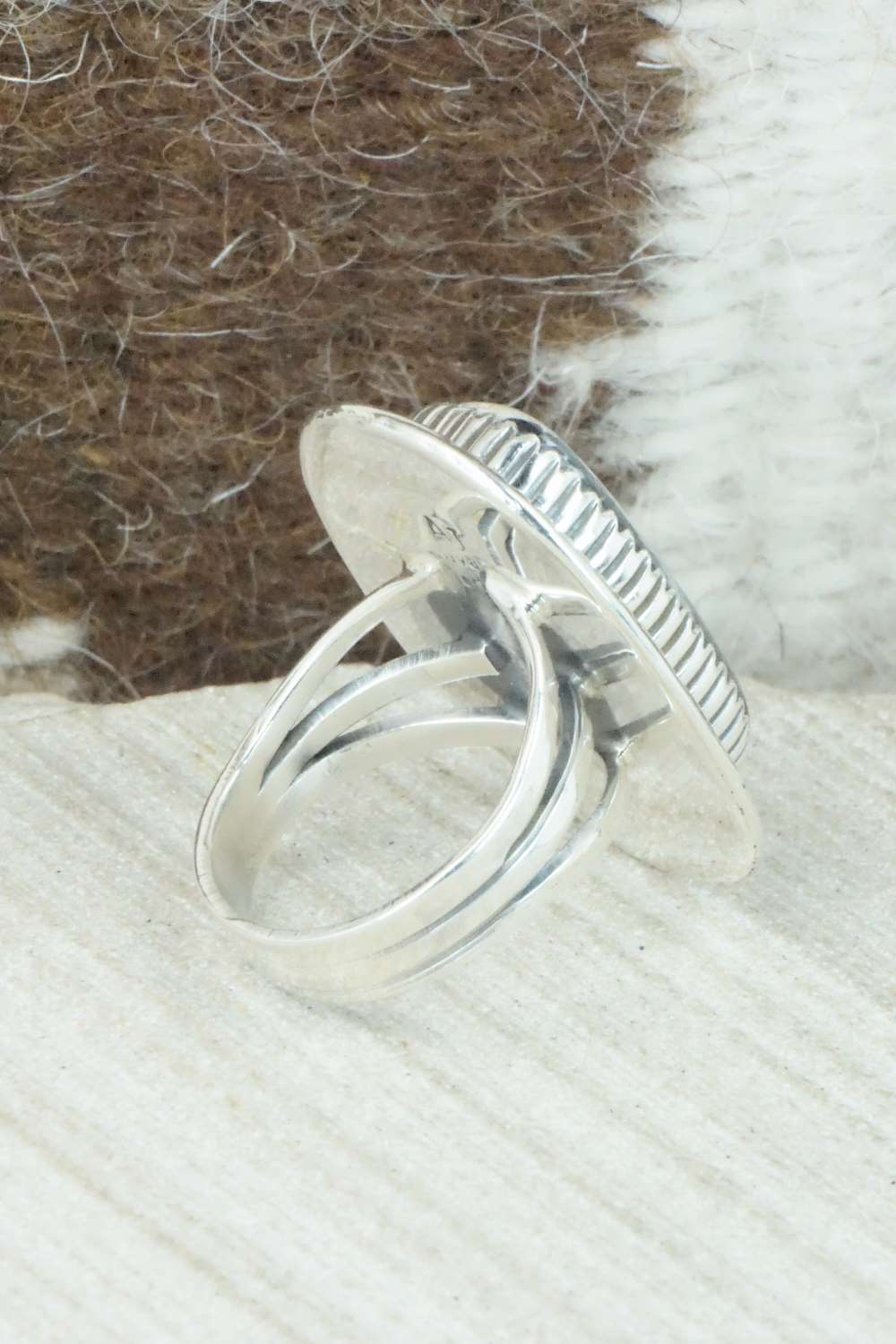 White Buffalo & Sterling Silver Ring - Alvin Joe - Size 6.5