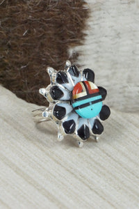 Multi Stone & Sterling Silver Ring - Andrick Dewa - Size 7