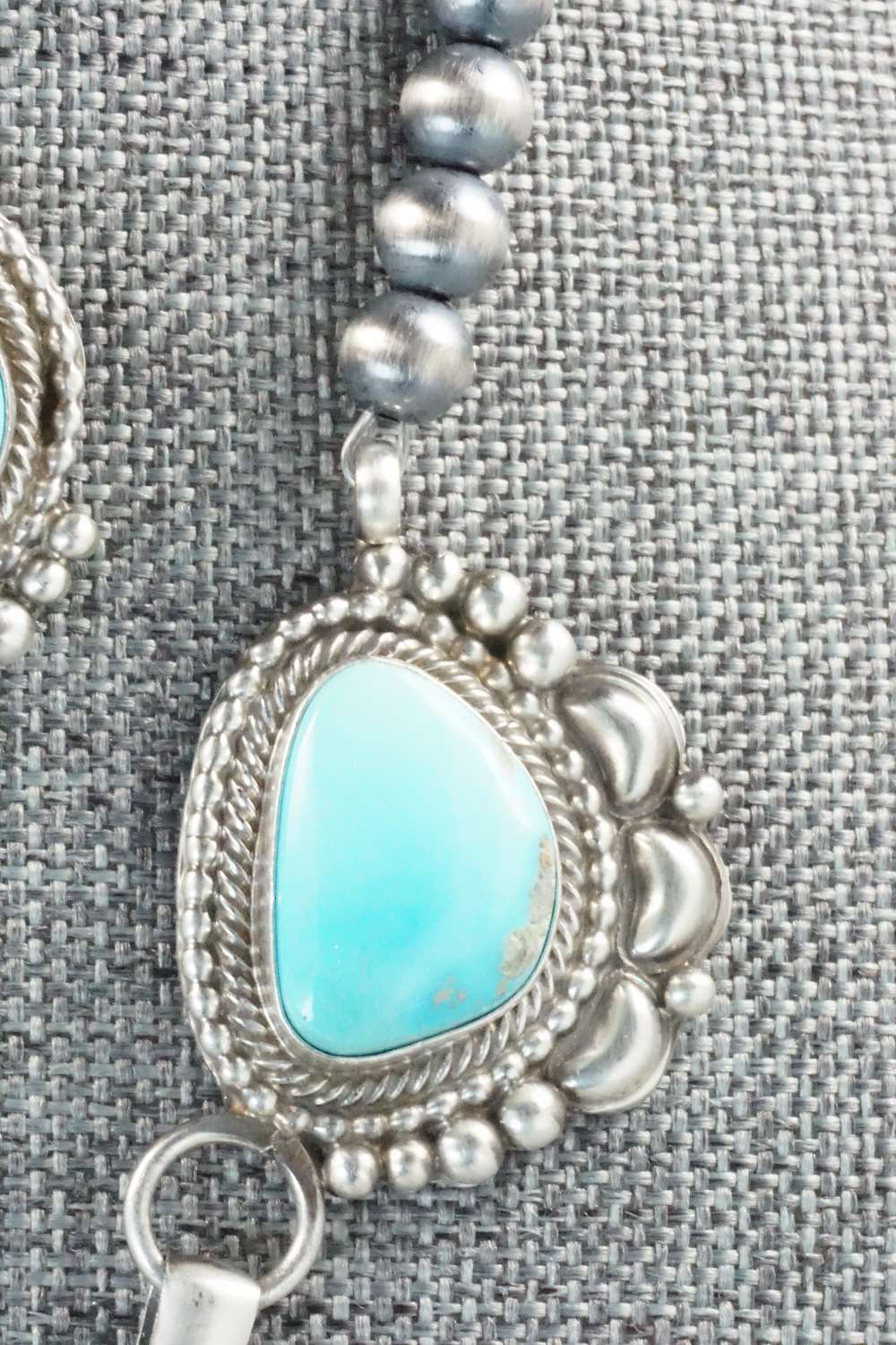 Turquoise & Sterling Silver Necklace and Earrings - Tom Lewis