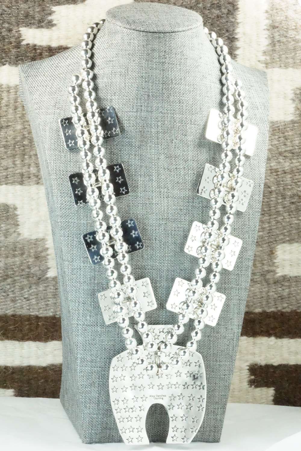 Coral & Sterling Silver Squash Blossom Necklace and Earrings - Alex Sanchez