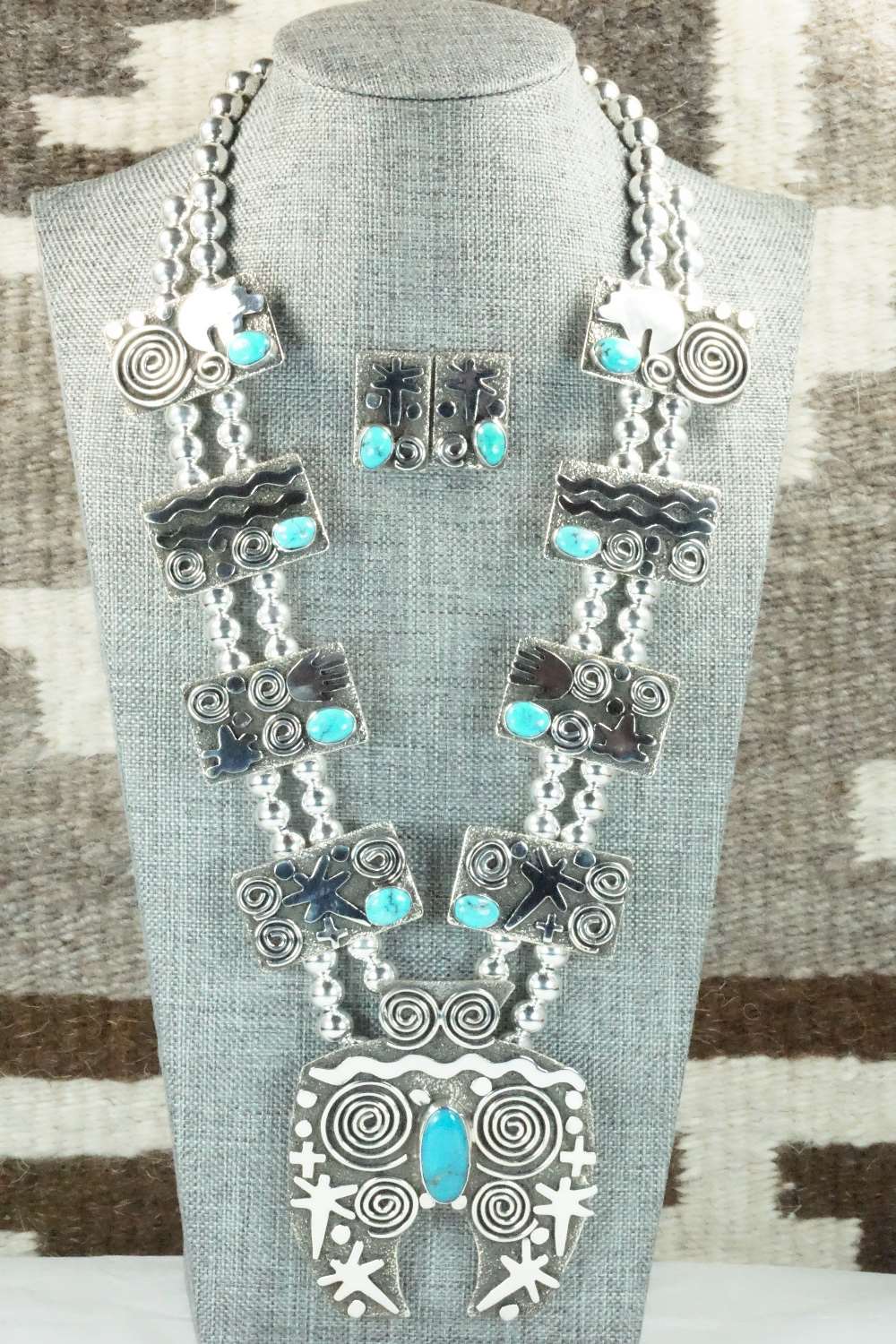Turquoise & Sterling Silver Squash Blossom Set - Alex Sanchez