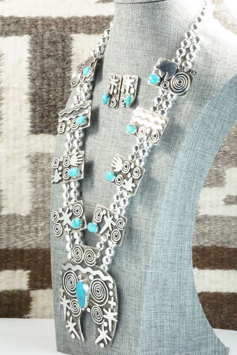 Turquoise & Sterling Silver Squash Blossom Set - Alex Sanchez