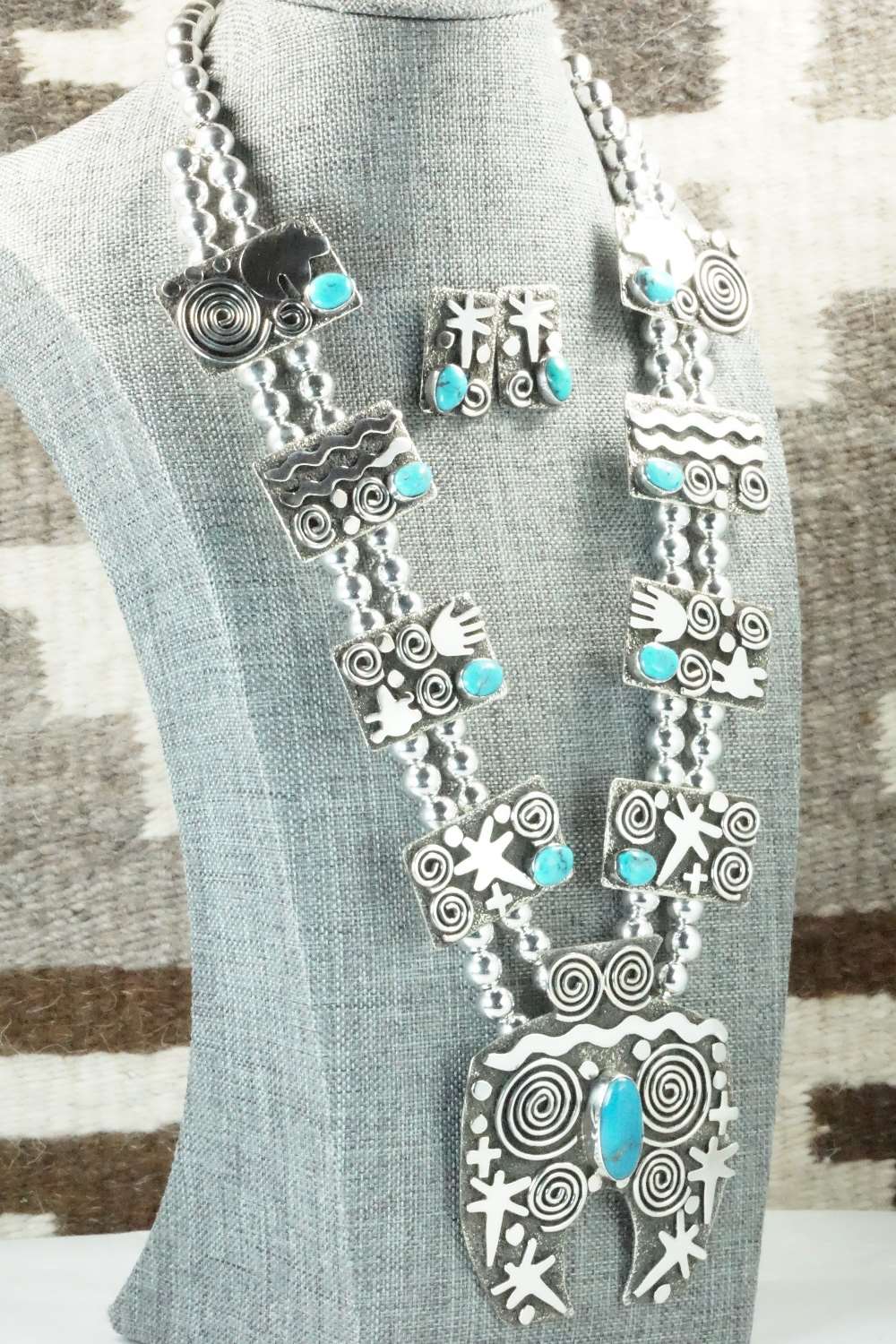 Turquoise & Sterling Silver Squash Blossom Set - Alex Sanchez