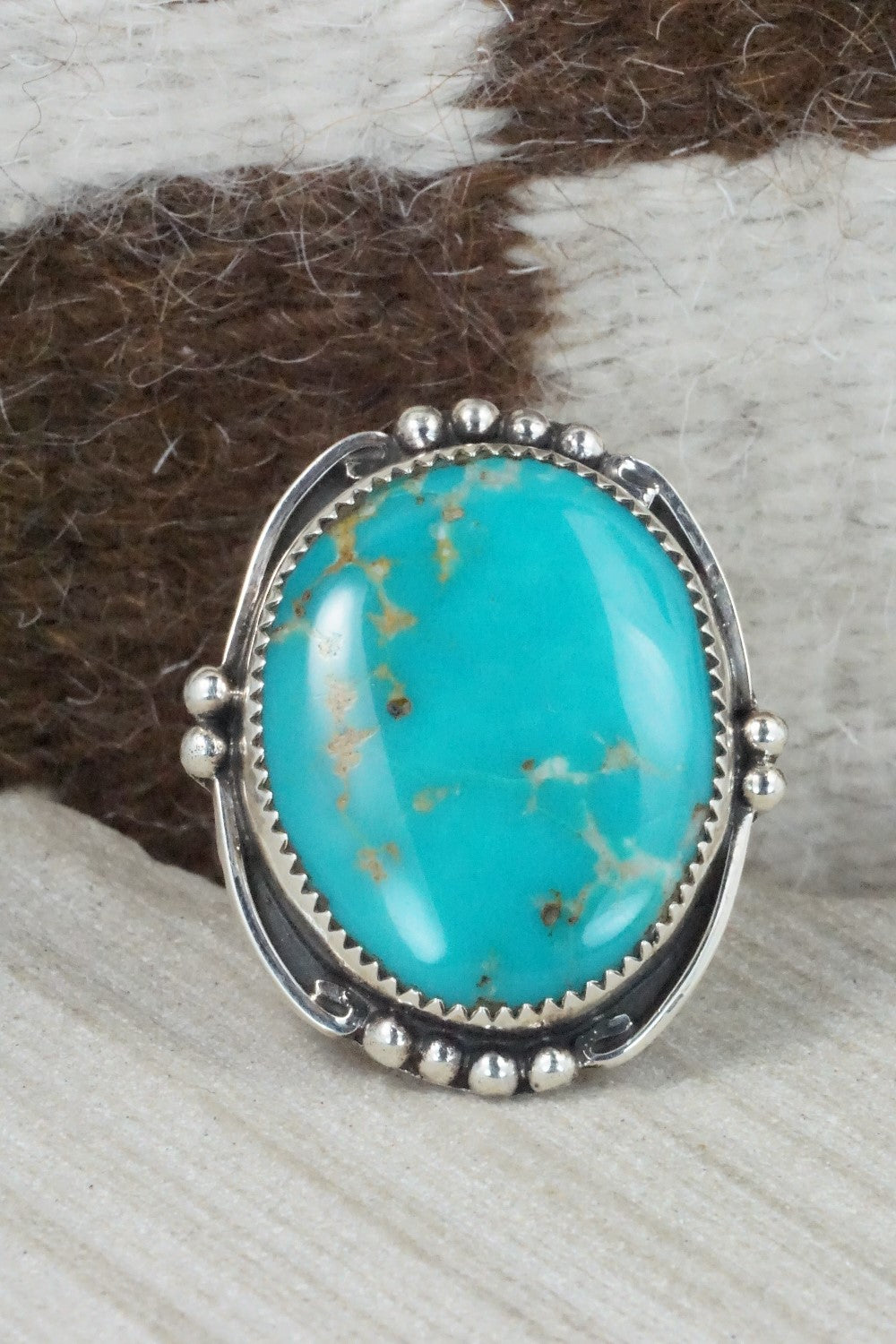 Turquoise & Sterling Silver Ring - Priscilla Reeder - Size 8