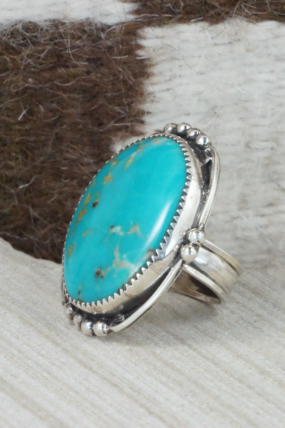 Turquoise & Sterling Silver Ring - Priscilla Reeder - Size 8