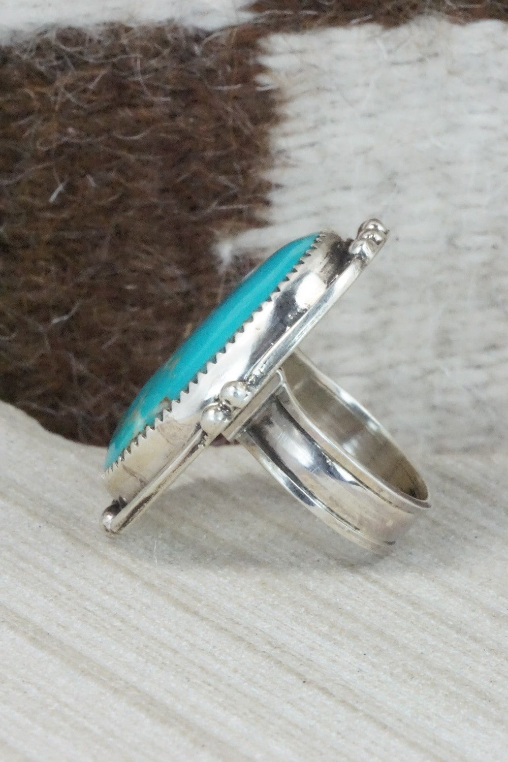 Turquoise & Sterling Silver Ring - Priscilla Reeder - Size 8