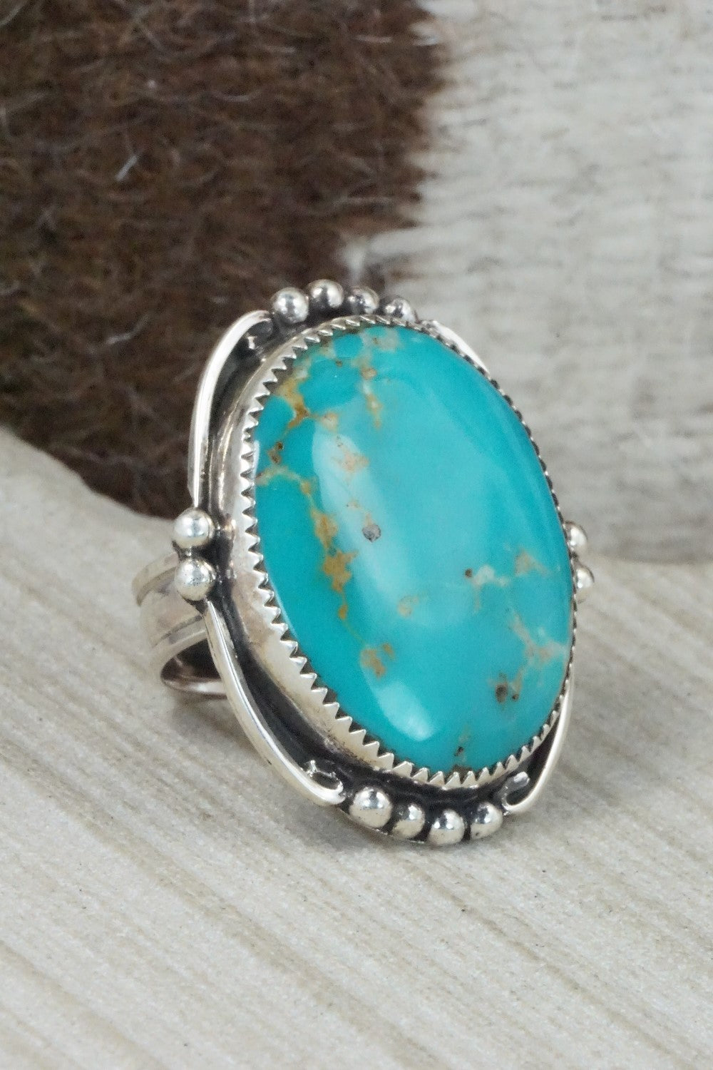 Turquoise & Sterling Silver Ring - Priscilla Reeder - Size 8