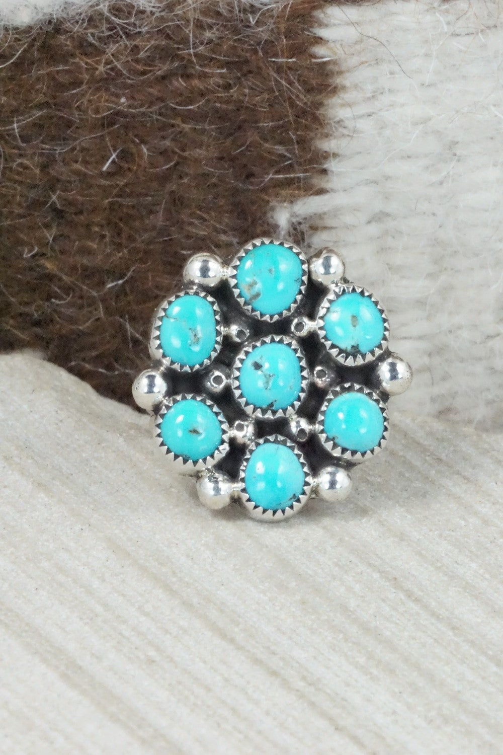 Turquoise & Sterling Silver Ring - Priscilla Reeder - Size 8.75