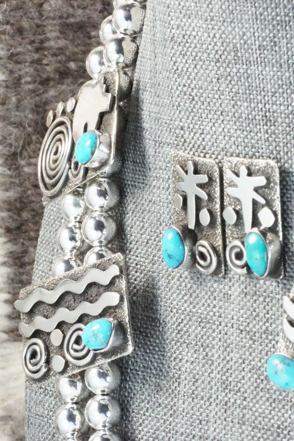 Turquoise & Sterling Silver Squash Blossom Set - Alex Sanchez