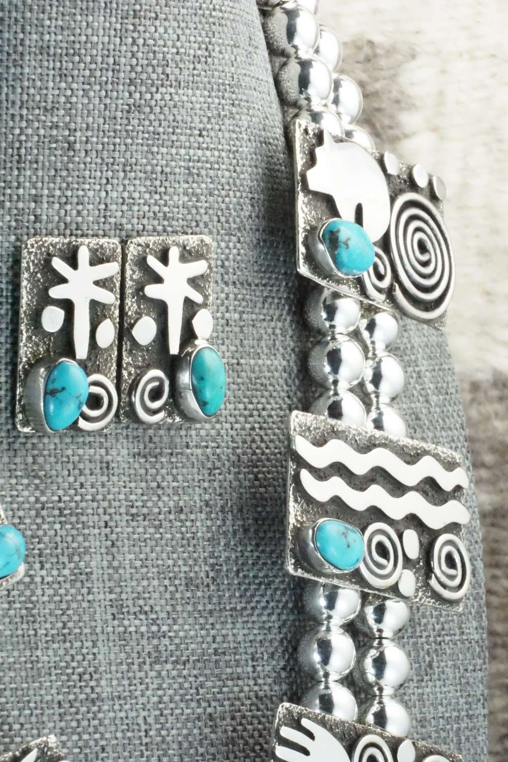 Turquoise & Sterling Silver Squash Blossom Set - Alex Sanchez