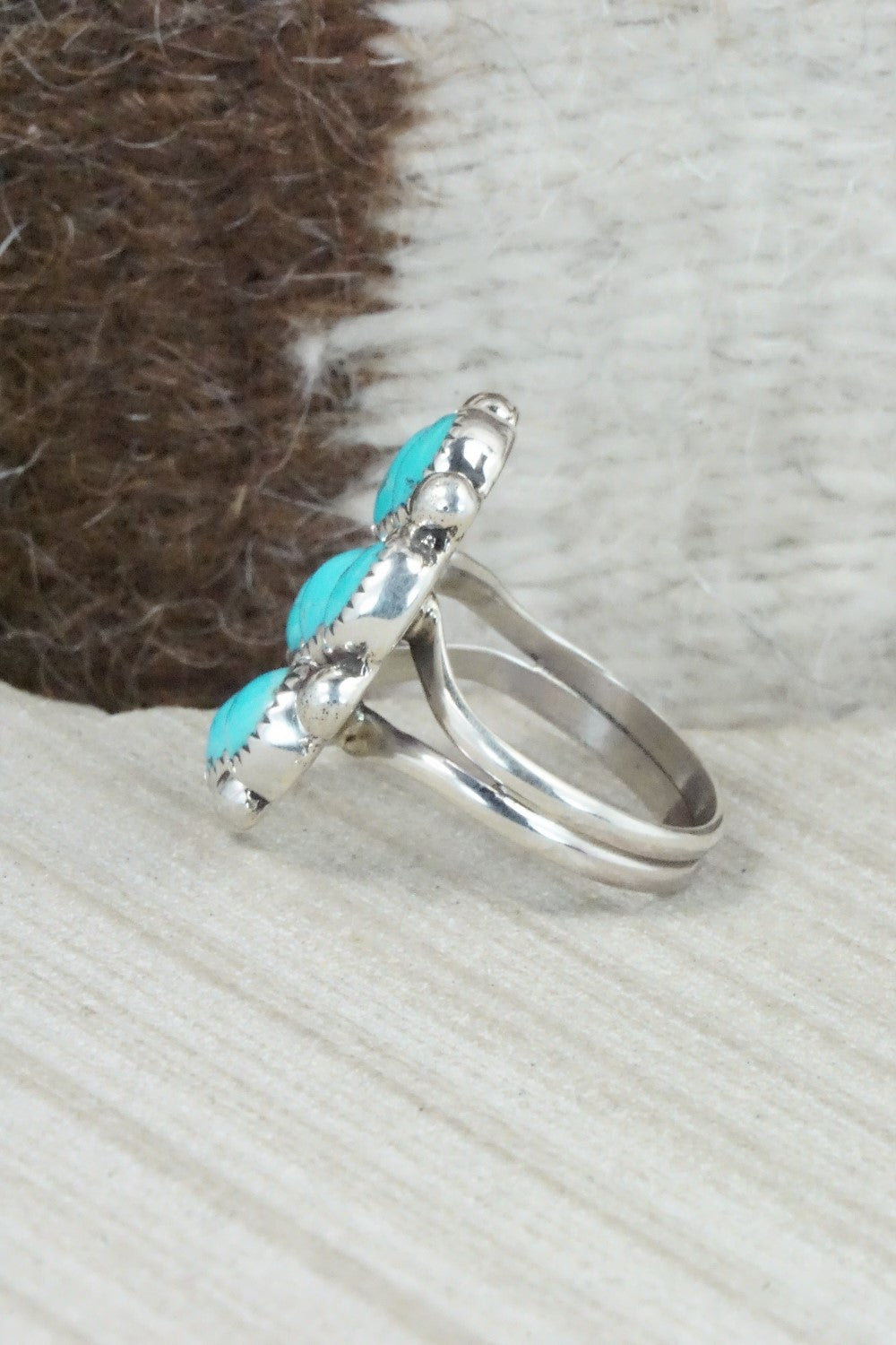 Turquoise & Sterling Silver Ring - Priscilla Reeder - Size 8.75