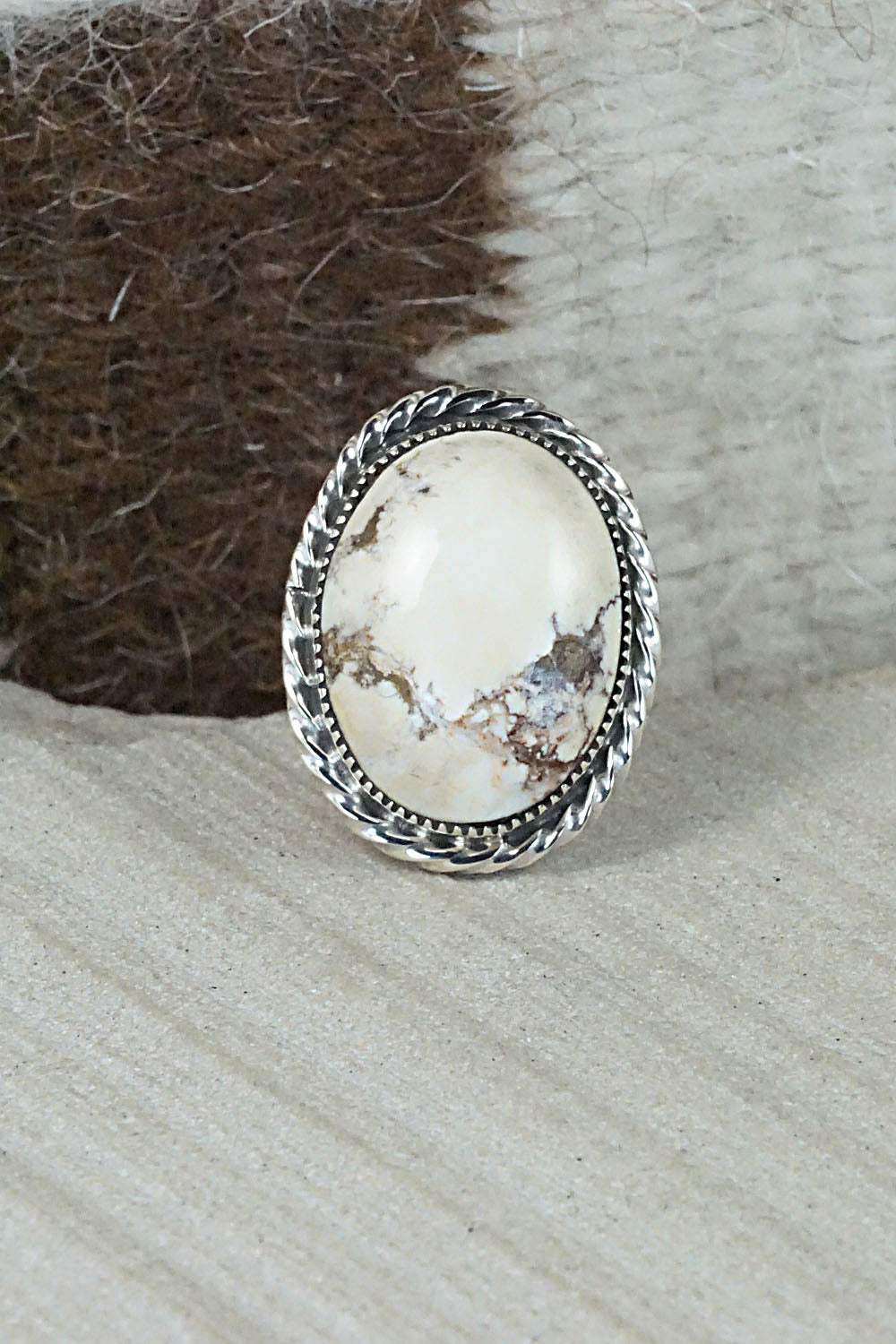 Wild Horse & Sterling Silver Ring - Fannie Platero - Size 6