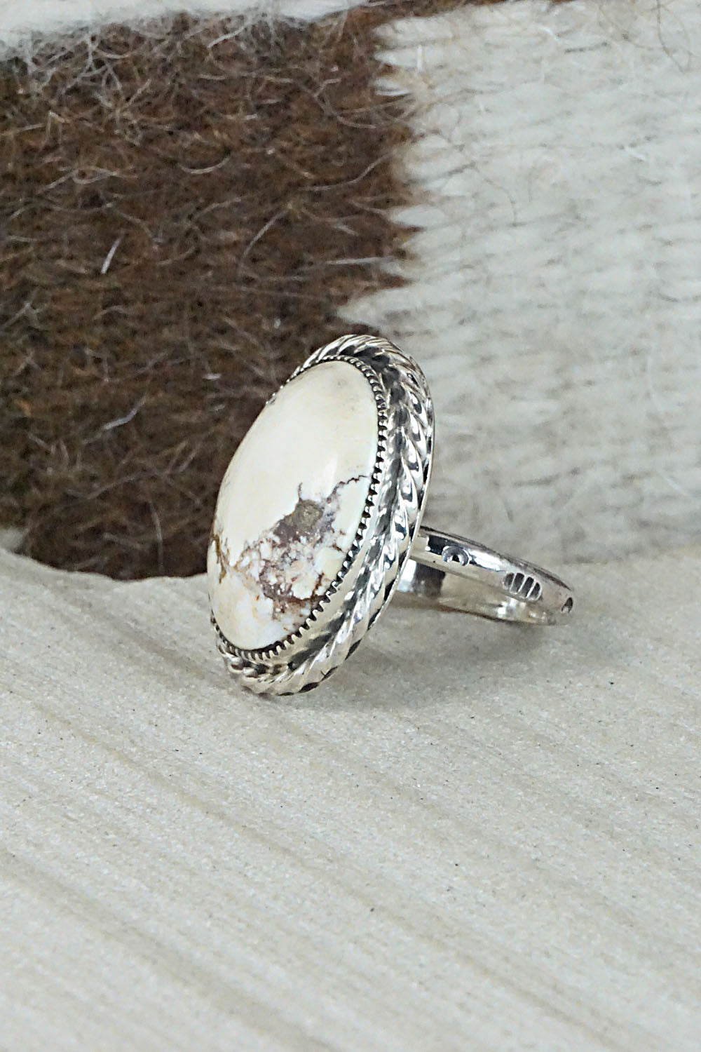 Wild Horse & Sterling Silver Ring - Fannie Platero - Size 6