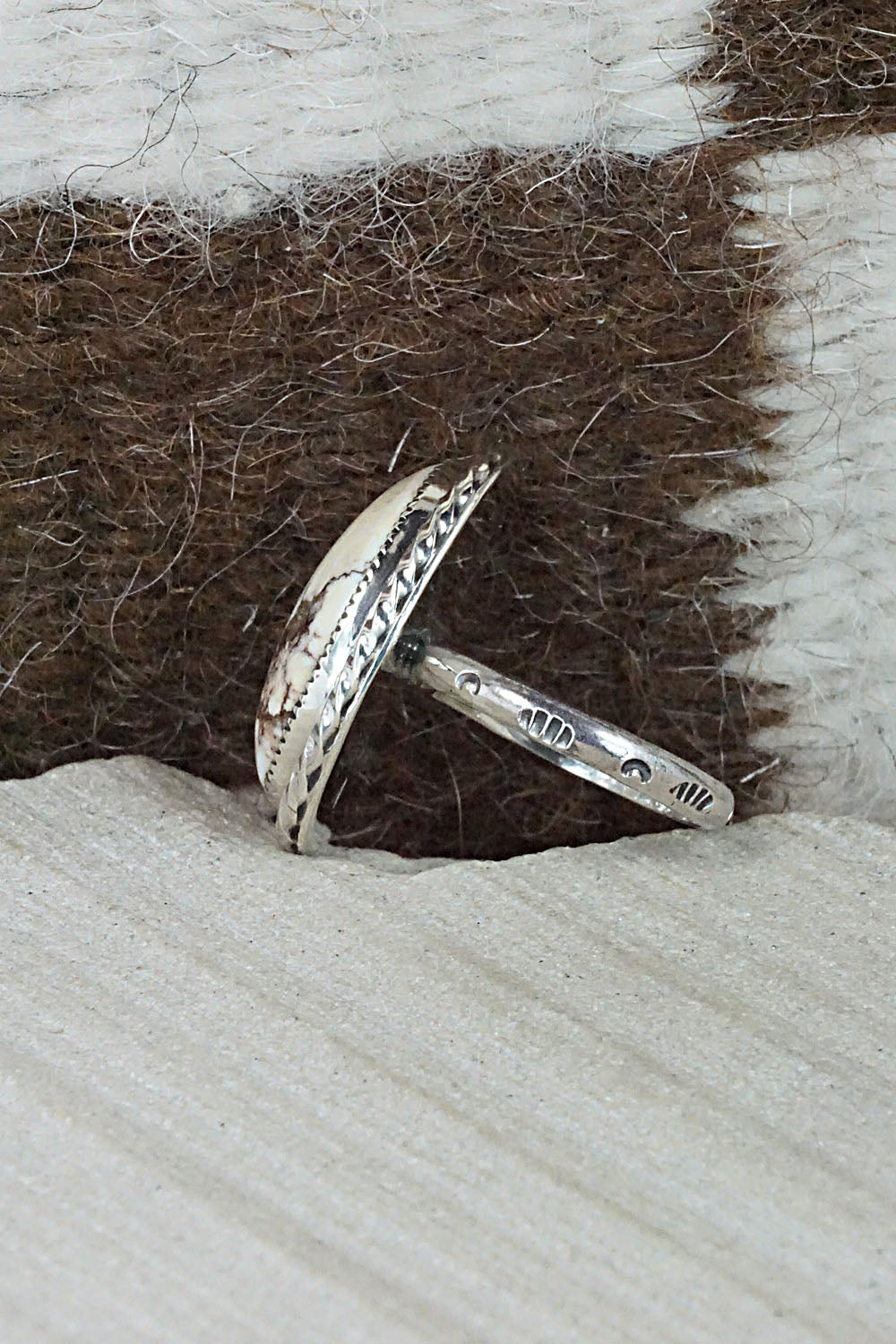 Wild Horse & Sterling Silver Ring - Fannie Platero - Size 6