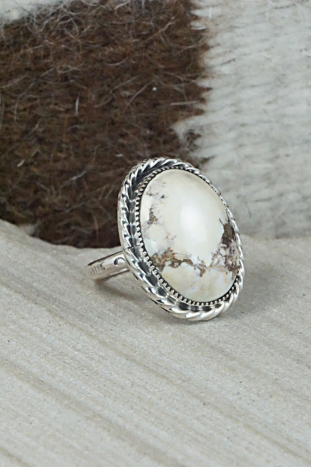 Wild Horse & Sterling Silver Ring - Fannie Platero - Size 6