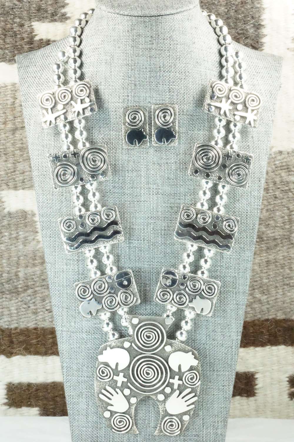 Sterling Silver Squash Blossom Necklace and Earrings - Alex Sanchez