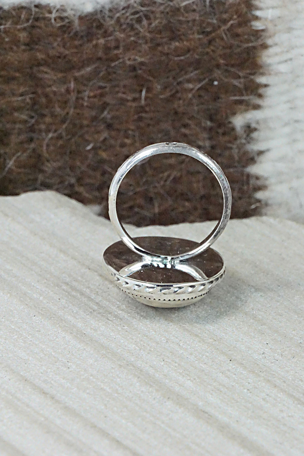 Wild Horse & Sterling Silver Ring - Fannie Platero - Size 6