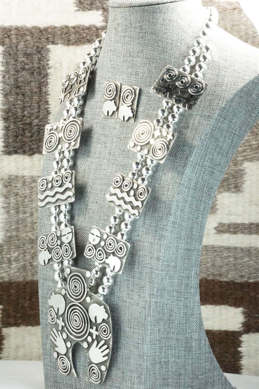 Sterling Silver Squash Blossom Necklace and Earrings - Alex Sanchez