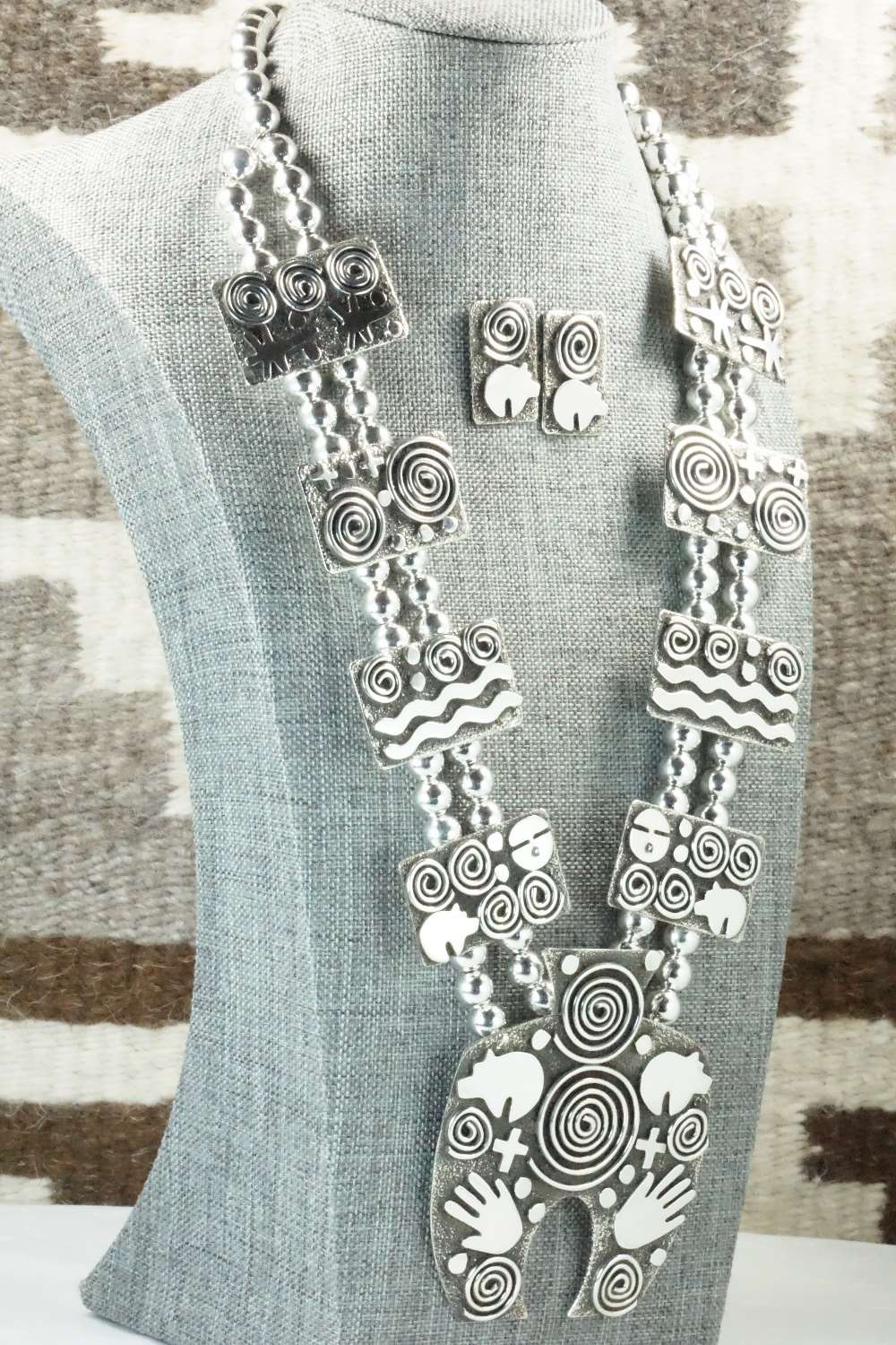 Sterling Silver Squash Blossom Necklace and Earrings - Alex Sanchez