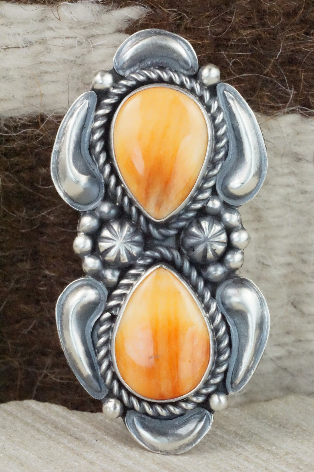 Spiny Oyster & Sterling Silver Ring - Jeff James - Size 8