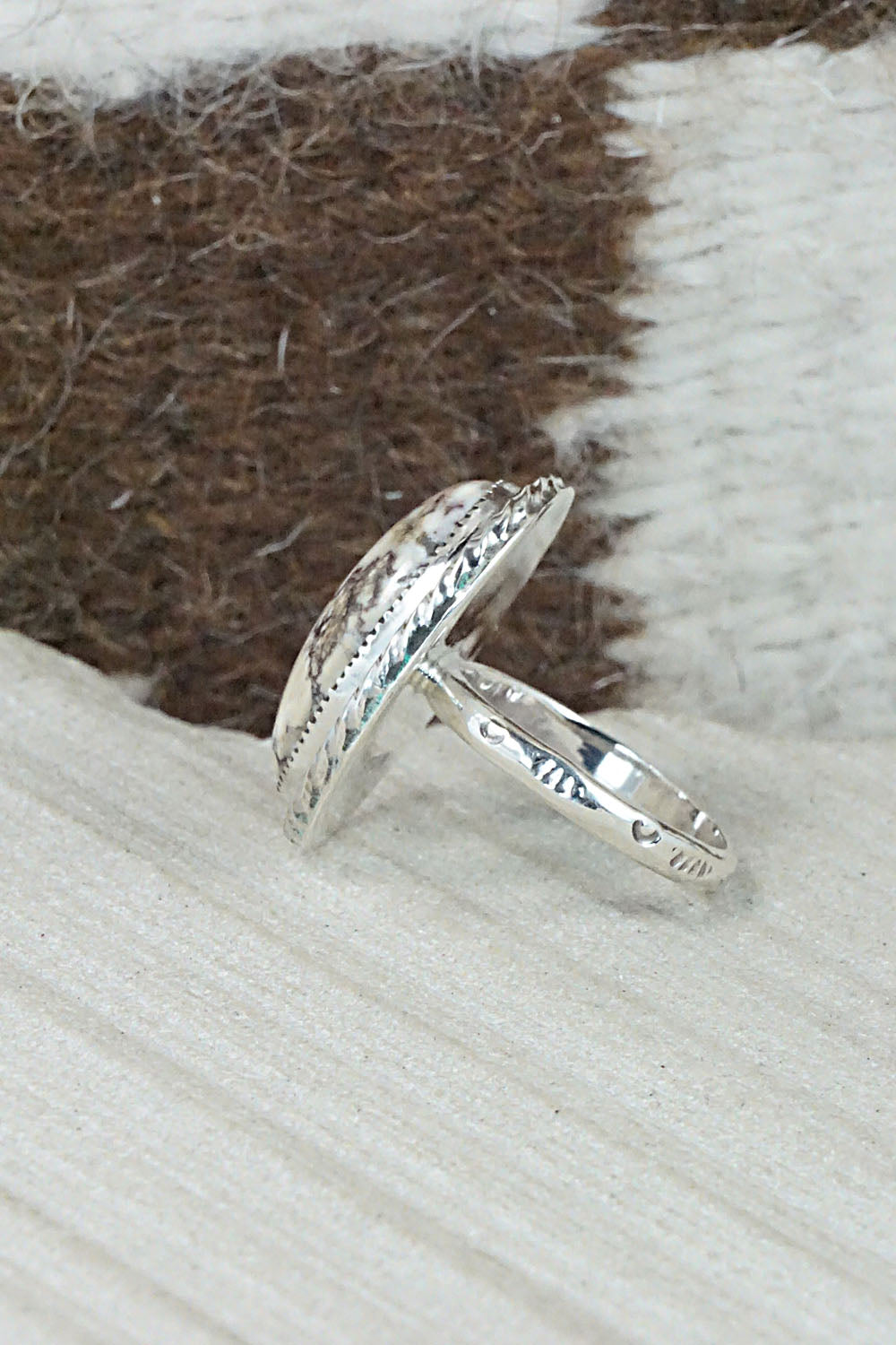 Wild Horse & Sterling Silver Ring - Fannie Platero - Size 6.5