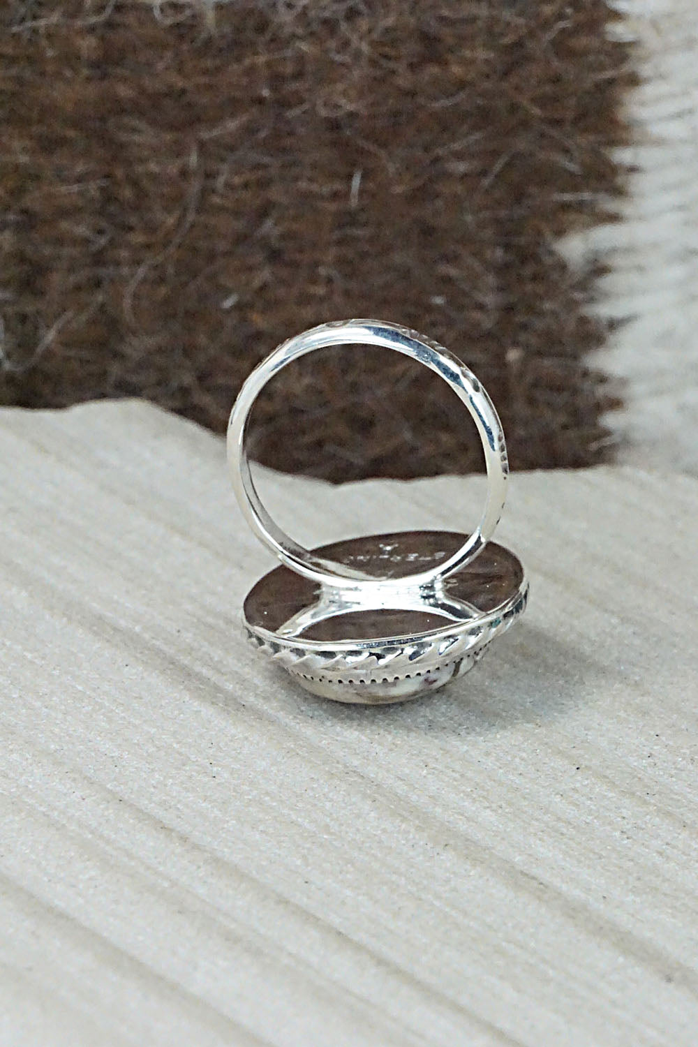 Wild Horse & Sterling Silver Ring - Fannie Platero - Size 6.5