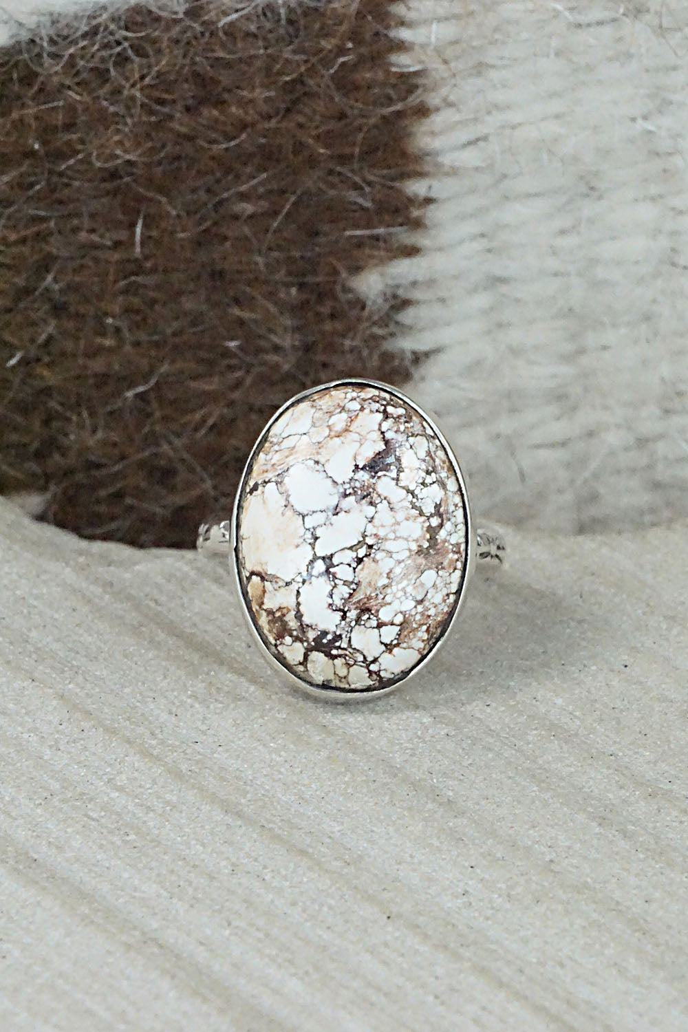 Wild Horse & Sterling Silver Ring - Fannie Platero - Size 7