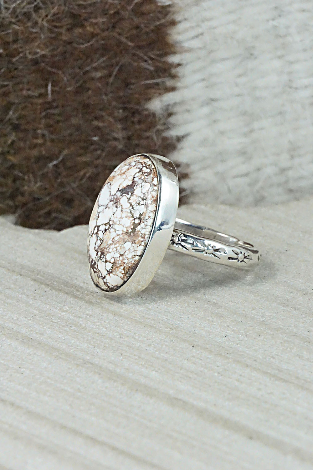 Wild Horse & Sterling Silver Ring - Fannie Platero - Size 7